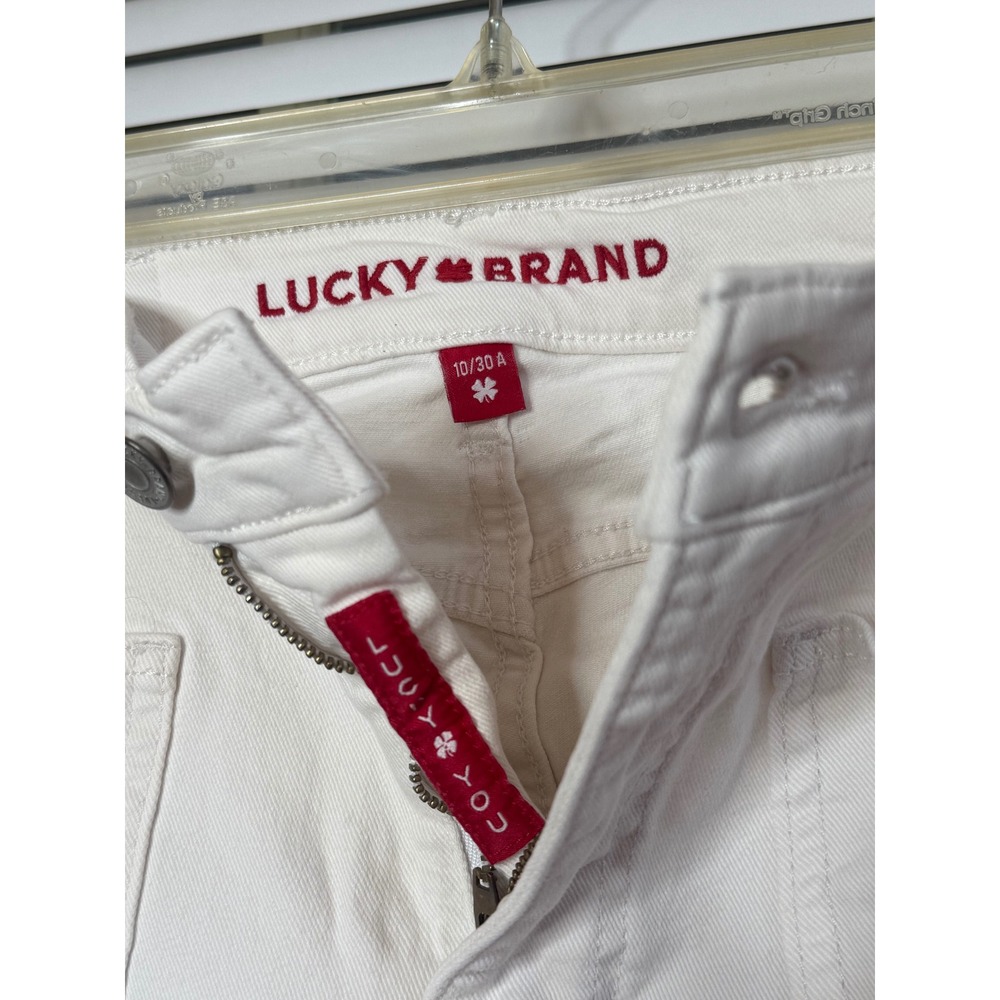 Lucky Brand Stevie High Rise Flare Jeans White Size 10 30 Patch Pockets - Picture 4 of 8
